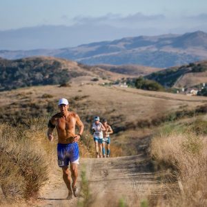 CK running in a trail race